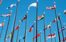 Multinational Flags Waving